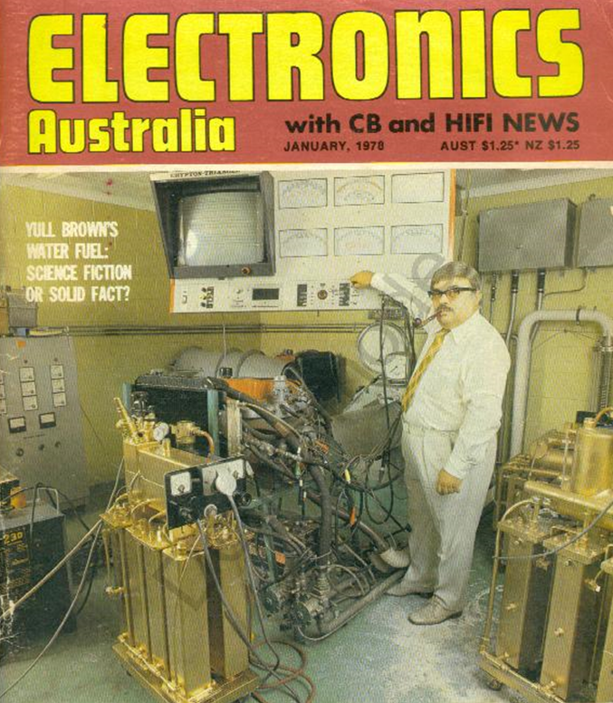 Electronics Australia magazine cover, January 1978, featuring Yull Brown's water fuel