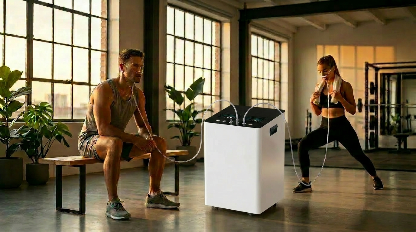 H6 Pro hydrogen inhaler supporting two athletes recovering after training