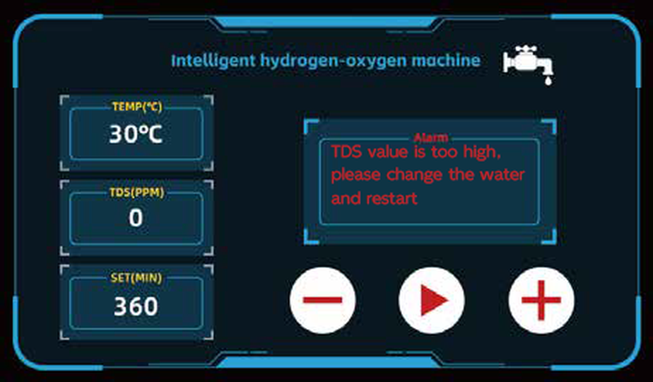 Console alarm: TDS value is too high, please change the water and restart