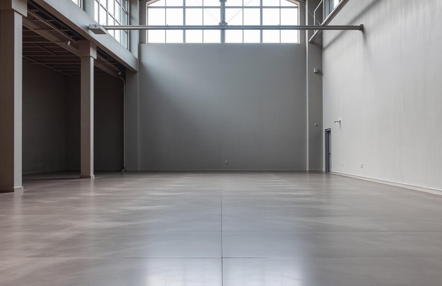 Clean neutral staging area for commercial equipment in diffused light